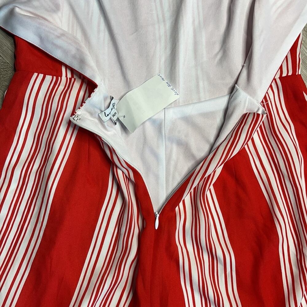 NWT LOVE, FIRE Women's Red Multi-stripe Cropped Jumpsuit - Picture 9 of 12